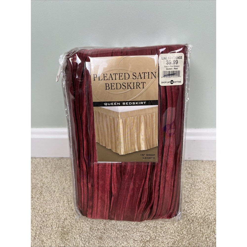 Linens N Things Pleated Satin 15” Drop Bedskirt Red Queen Sz NEW‎ Polyester